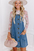 Wide Strap Button Front Pocketed Denim Mini Dress